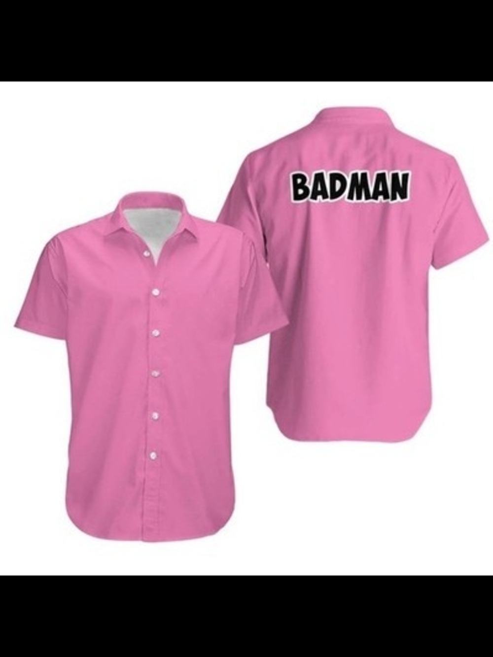 🌸💖  Dragon Ball Z -VEGETA "BADMAN" PINK BUTTON-UP SHIRT (Size Large) 💖🌸